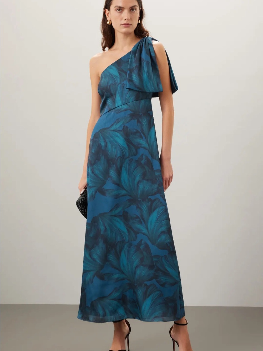 Sachin & Babi Blue Floral One Shoulder Chelsea Formal Gala Midi Dress Size 10 - Picture 2 of 9